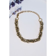 Gold Renk Halat Zincir Model Çelik Bileklik Unisex - Lisinya