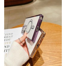 Samsung Galaxy A55 Şeffaf Kılıf Taşlı Lens Koruma Magsafe Uyumlu Darbeye Dayanıklı, Şık ve Parlak Tasarım – Kristal Şeffaf Kapak