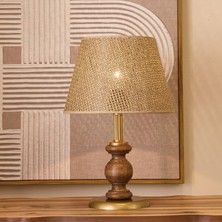 Fiona Ahşap Abajur - Ceviz Ayak / Kahverengi Başlık - 40 cm