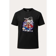 nirvoda Luffy One Piece Gear 5 Baskılı Loose Fit Bisiklet Yaka Tişört Anime Manga
