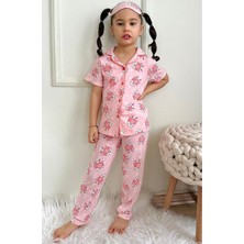 Pjkö Geyikcik Desenli Pembe Kısa Kollu Önden Düğmeli Kız Çocuk Pijama Takımı 4-12 Yaş 541K-P
