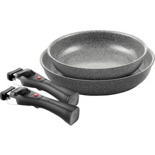 Torre Kızartma Tavası Seti, Seramik Kaplama, 24 + 28 Cm, Indüksiyonlu Ocaklara Uygun, 2 Çıkarılabilir Saplı, Alüminyum