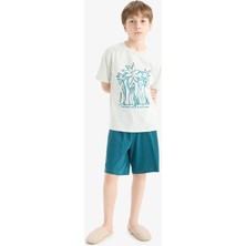 DeFacto Erkek Çocuk Pijama Takımı Kısa Kollu Üst Esnek Belli Şort F1735A825HS