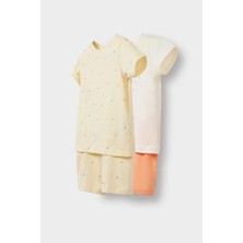 DeFacto %100 Pamuklu Yıldız Desenli Beli Lastikli 4'lü Pijama Takımı Kız Bebek E1555A525HS