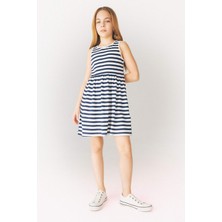 DeFacto Bisiklet Yaka Çizgili Kolsuz Yazlık Elbise Kız Çocuk B4340A825SM