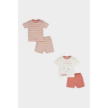 DeFacto %100 Pamuklu Beli Lastikli 4'lü Pijama Takımı Erkek Bebek E1188A525HS