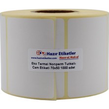 Etiketler , Hazır Al Hızlı Al Eko Termal Nonperm Etiket 70MM x 50MM Ruloda 1000 Adet 40MM Kuka Çapında Cam Yüzeylere Iz Bırakmayan Etiket