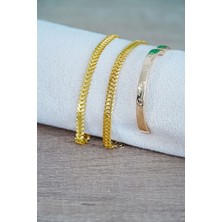 Gold Kararmaz Kadın Kombin Bileklik – Kılçık, Tırtıl ve Düz Cırt Model - Lisinya