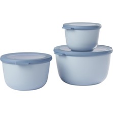 - Çok Amaçlı Cirqula Round 3 Parçalı Set - Kapaklı Saklama Kabı - Saklama Kutusu, Buzdolabı, Derin Dondurucu ve Mikrodalga Fırın Kabı Olarak Uygundur - 500 Ml, 1000 ml ve 2000 ml - Nordic Blue