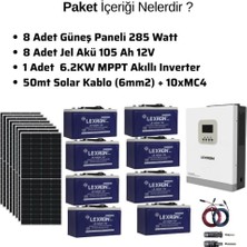 Güneş Enerjisi Bağevi Solar Paket – 5kw Mppt Akıllı Inverter + 8x 410W Güneş Paneli + 8x 12V 105AH Jel Akü