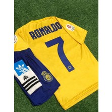 Cristiano Ronaldo Al-Nassr Iç Saha Yeni Sezon Çocuk Forma T-Shrt Takımı Çorap+Bileklik Hediyeli