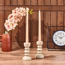 2'li Burgu Şamdan Mumu - Açık Kahverengi - 25 cm