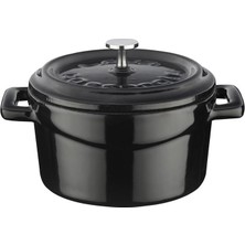 Metal Döküm Mini Tencere, 10 Cm, 0.35 L Hacim, Siyah