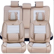 Mk Express Renault Megane 3 Uyumlu Lüx Deri Oto Koltuk Kılıfı Ön Arka Set Planet Serisi Bej