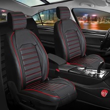 Mk Express Opel Astra H Sedan Uyumlu Lüx Deri Oto Koltuk Kılıfı Ön Arka Takım Giydirme Model Siyah Kırmızı Mk
