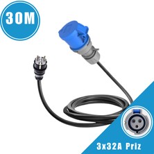 Karavan Elektrik Girişi Uzatma Kablosu 30 Metre  2x16A Fiş - 3x32A Priz