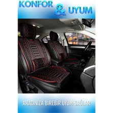 Mk Express Audi E-Tron  Uyumlu Lüks Deri Oto Koltuk Kılıfı Ön Arka Set Siyah Kırmızı Marjinal Model Mk