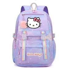 Çocuk Sırt Çantası Hello Kitty Renkli Figürlü 4 Bölmeli Geniş Kapasiteli Mor (43CM*29CM*15CM) AD9663