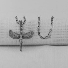 Antik Mısır Tanrıcası Isis Figürlü Üç Boyutlu 925 Ayar Gümüş Erkek Kolye