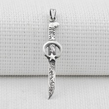 Ay Yıldız Tasarımlı  925 Ayar Gümüş Erkek Kolye