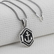 Çapa Denizci 925 Ayar Gümüş Erkek Kolye