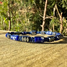 Sırlı Taş Varisit, Hematit Bileklik - Ovis Blue Bileklik - Tasarım Bileklik 4 mm Ayarlanabilir
