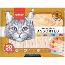 Wanpy Karışık 4 Lezzetli Sıvı Kedi Ödül Maması 50 Adet 14 gr