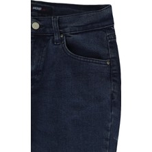 Hacker Fistan Store Kadın Lacivert Yüksek Bel Rahat Kesim Boru Paça Boyfriend Jean Pantolon