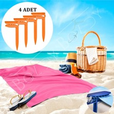 Serenity Haven 4'lü Havlu Kazığı - Plaj Mandalı - Havlu Mandalı - Kazıklı Mandal - Havlu Sabitleyici - Towel Holde