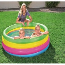 Serenity Haven Yaz Eğlencesi Evde Başlasın: Renkli 4 Halka Şişme Çocuk Havuzu ile Serinleme Zamanı 1.57 x 46 522 L