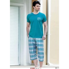 Yazlık Ekose Desenli Kapri Pijama Takımı  21592
