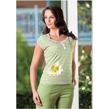 Şahinler Kadın Çizgili Patlı Kaprili Pijama 21173