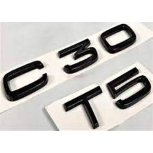 Volvo Uyumlu C30 ve T5 Gloss Black Bagaj Yazısı Seti 2'li Paket