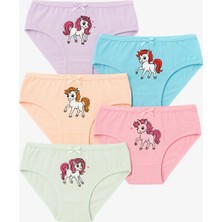 Kız Çocuk 5'li Unicorn Desenli Külot Çok Renkli