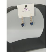 Ysx Jewelry Altın Lacivert Renk Kalp Küpe