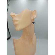 Ysx Jewelry Altın Lacivert Renk Kalp Küpe