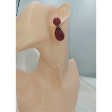 Butik Bordo Sallantılı Küpe