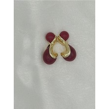 Butik Bordo Sallantılı Küpe