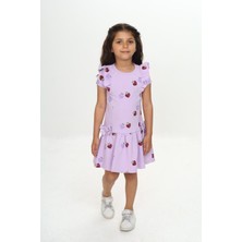 Toontoy Kız Çocuk Fiyonklu Kalp Baskılı Elbise