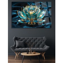 Taulart Işıltılı Mücevher Lotus Çiçeği Tasarım Kırılmaz Lüks Cam Tablo Ultra Canlı Renkler Lüks Hediye Tablo