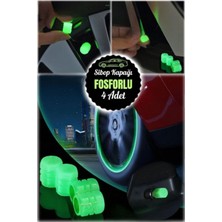 Fosforlu Lastik Sibop Kapağı 4 Adet Araç, Motosiklet & Bisiklet Uyumlu