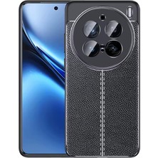 Microcase Vivo X200 Pro ile Uyumlu Leather Serisi Deri Efekt Silikon Kılıf - Siyah AL3337