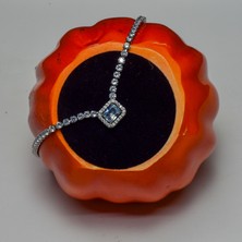 Chainbysilver Çelik Gümüş Rengi Taşlı  Kolye