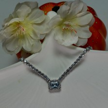 Chainbysilver Çelik Gümüş Rengi Taşlı  Kolye