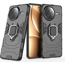Microcase Xiaomi Redmi Poco F7 PRO/K80 ile Uyumlu Batman Serisi Yüzük Standlı Armor Kılıf - Siyah AL3349