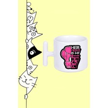 Pembe Eldıven Boks Her Fıght Is My Fıght & Onun Kavgası Benim Kavgamdır Tasarım Baskılı Beyaz T Sap Kupa Bardak