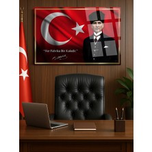 Taulart Her Fabrika Bir Kaledir Atatürk Tablosu Kırılmaz Lüks Cam Tablo Iş Yeri Hediyesi Makam Odası