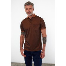 Erkek Polo Yaka Kısa Kol Cepli Tişört Camel