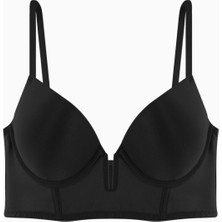 Lirio Büstiyer Dekolte Sütyen  -  Dolgulu - Fashion - 2573 - Siyah
