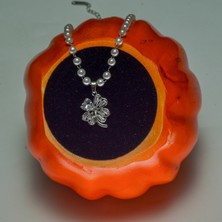 Chainbysilver Çelik Gümüş Rengi Taşlı Yonca Kolye